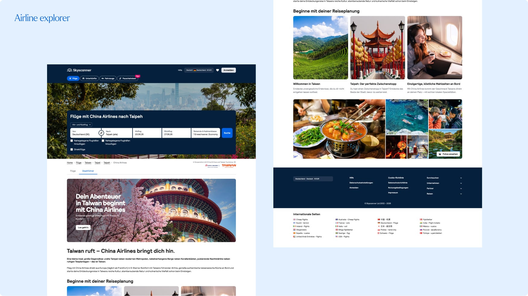 Airline Explorer page mockup on desktop preview