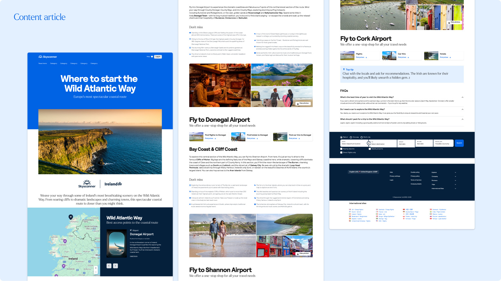 Mockup of content artilcle on Skyscanner