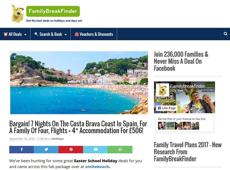 FamilyBreakFinder enable families to find Flight & Car