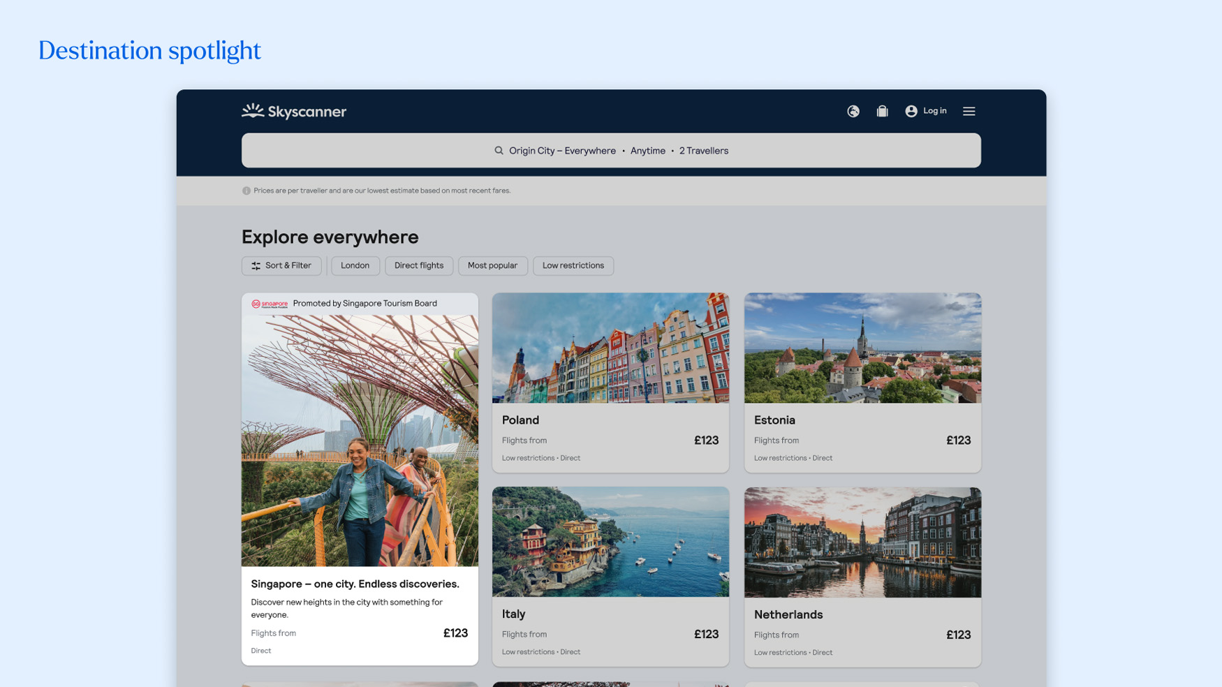 Destination spotlight mockup